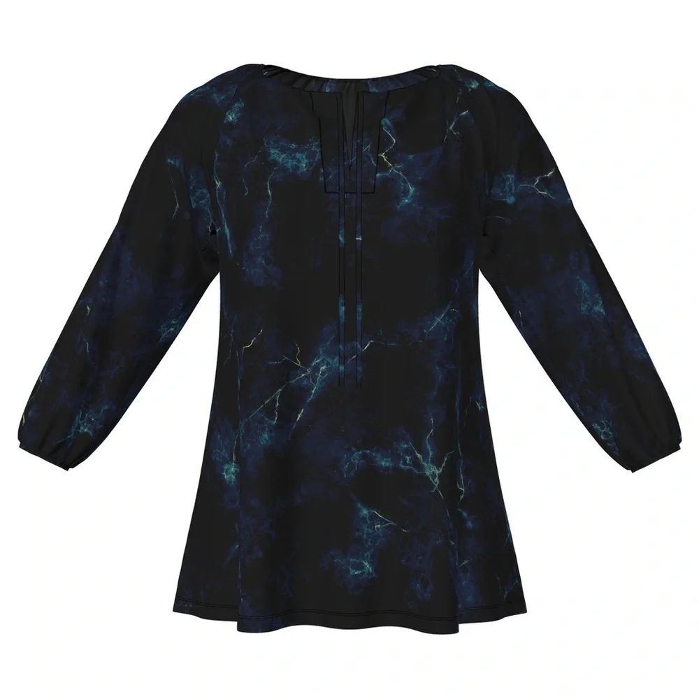 NWT LuLaRoe Debra Peasant Top XS Black Blue Green Tie Dye 3/4 Sleeve Blouse - Picture 2 of 9